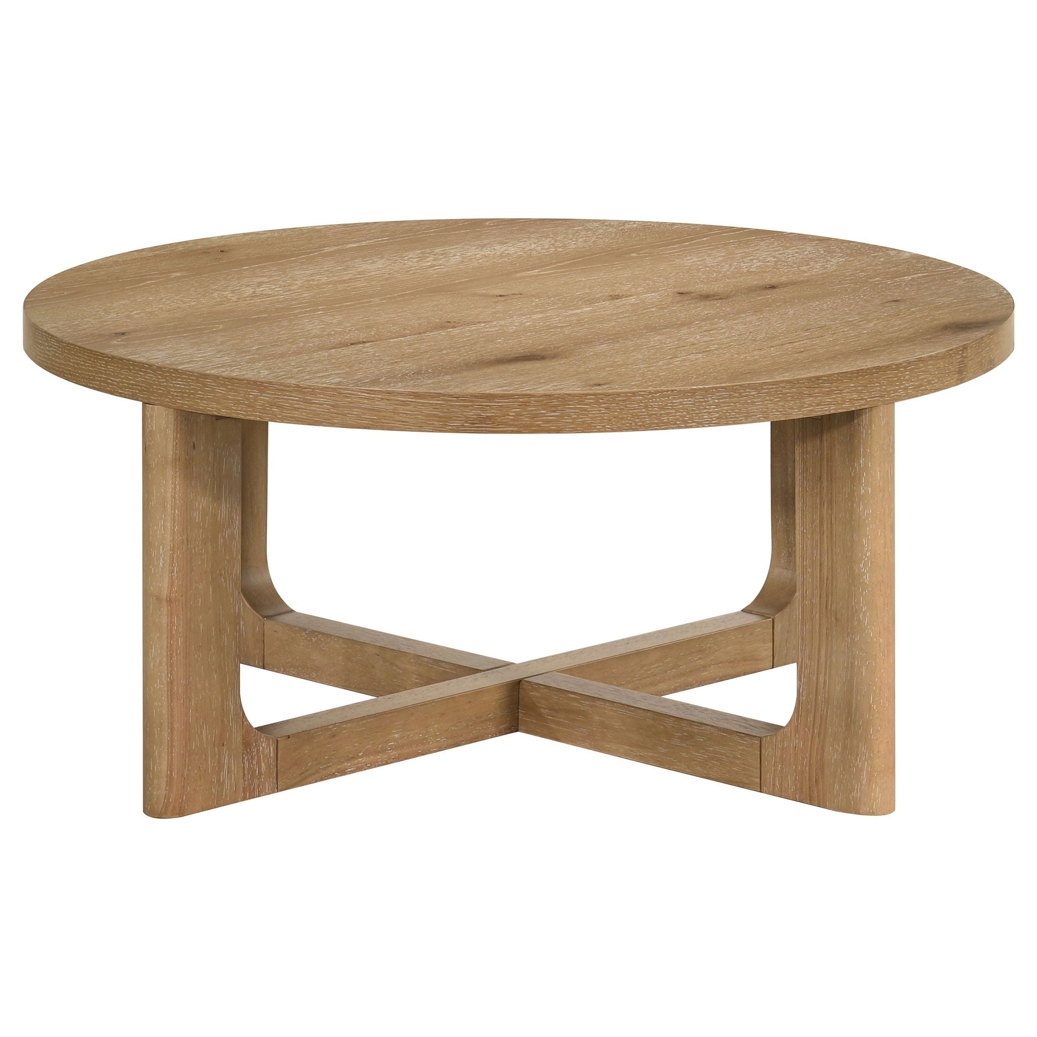 Kessler Round Sculptural Wood Coffee Table Light Oak