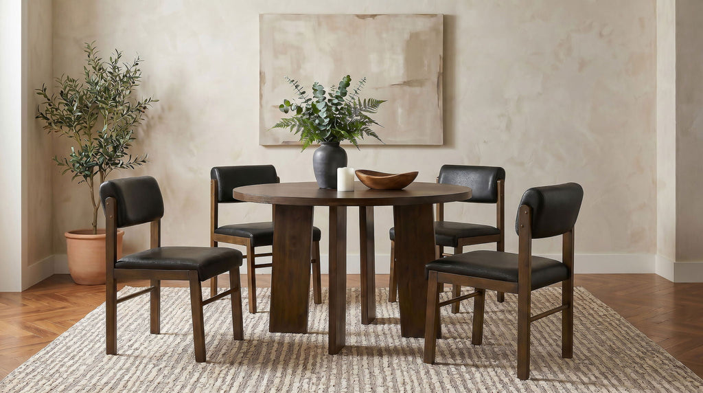 Strouse 5-piece Dining Set Black and Walnut