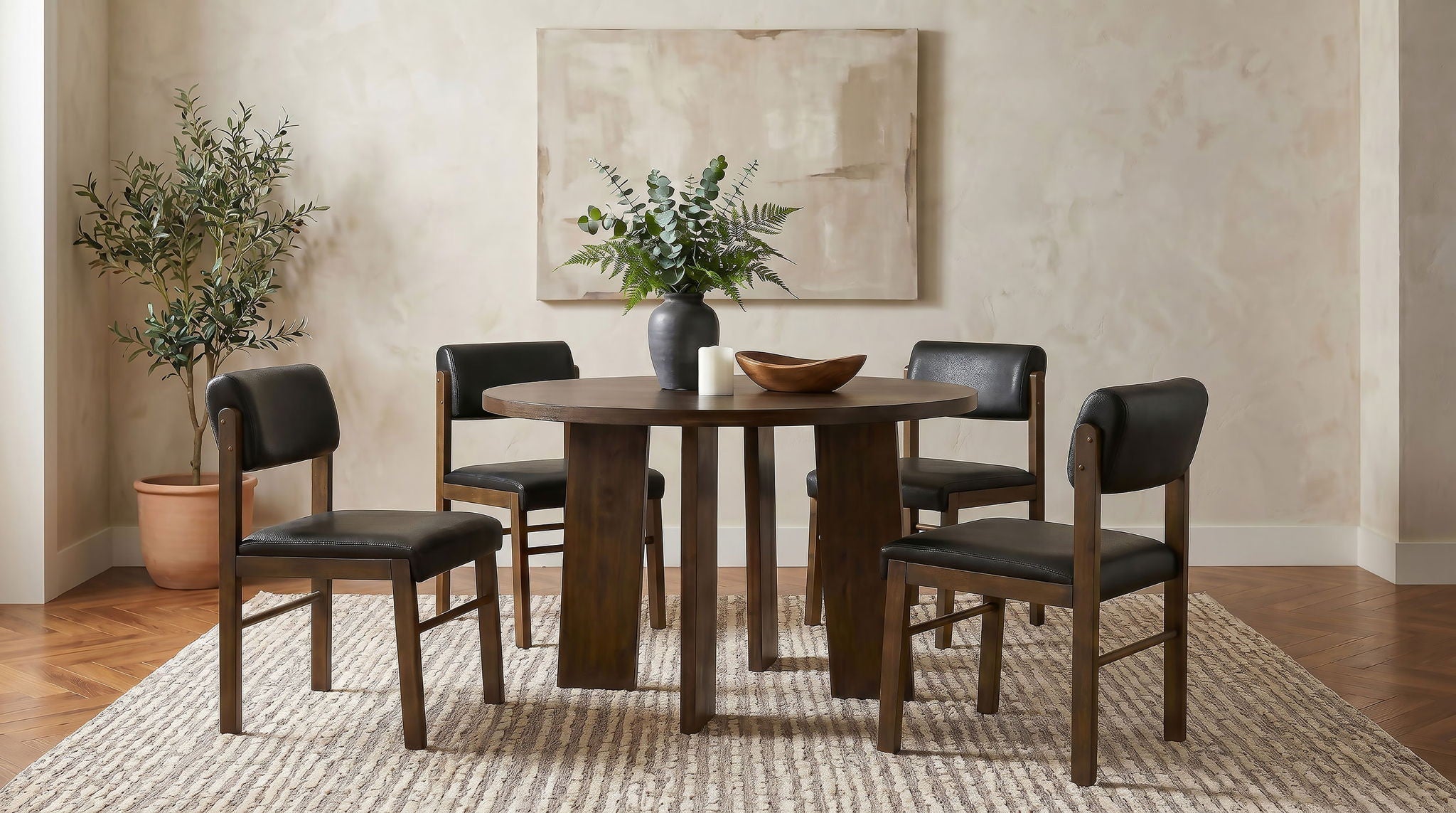 Strouse 5-piece Dining Set Black and Walnut