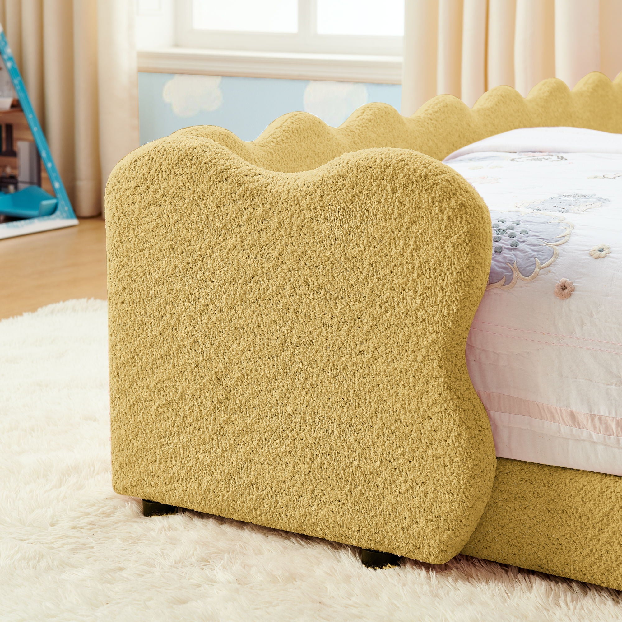 Cute Dinosaur Shaped Bed With Safety Guardrail, Toddler Frame
