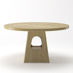 Farmhouse Round Dining Table With Storage Base
