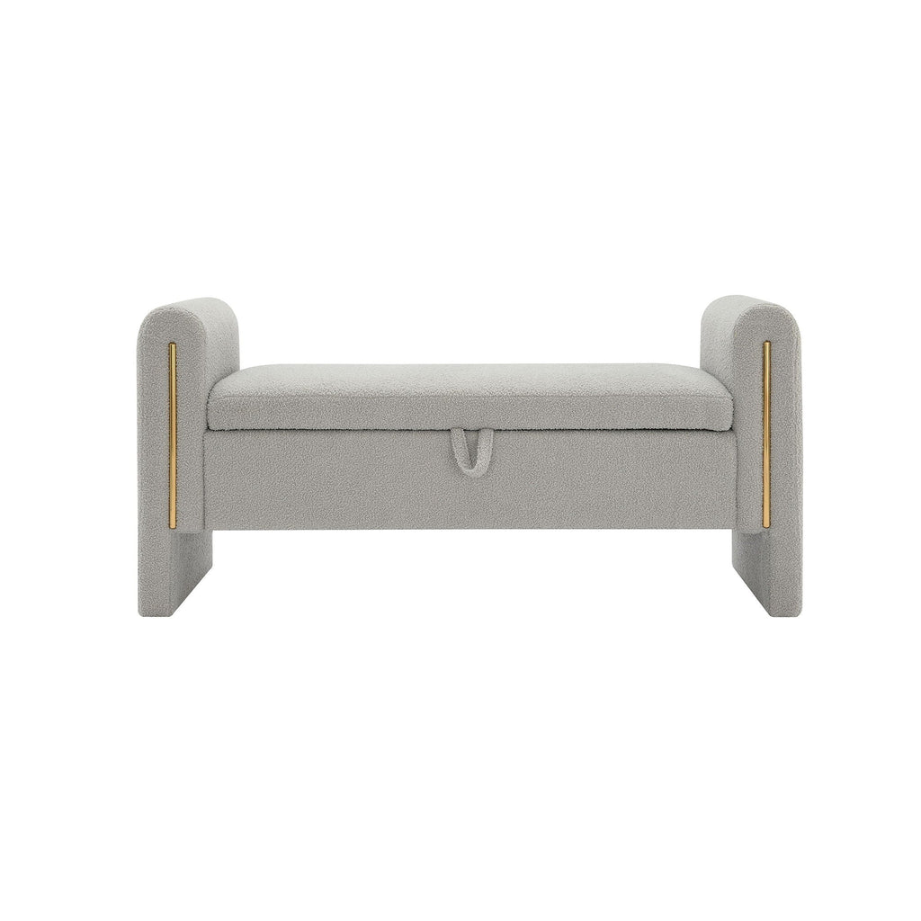 Modern Teddy Upholstered Large Bed End Bench With Arms And Storage
