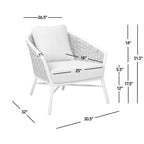 Rowan - Rope Barrel Back Patio Accent Arm Chair (Set of 2) - Optic White