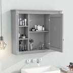 Wall Mounted Bathroom Storage Cabinet With Mirror, Cabinet With 6 Open Shelves And Adjustable Interior