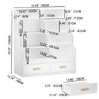 Bookshelf With 2 Storage Drawers, Front Facing Bookcase And Toy Organizer, Multi Tier Reading Shelf - White