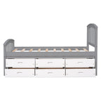 Platform Storage Bed Solid Wood Bed With 6 Drawers