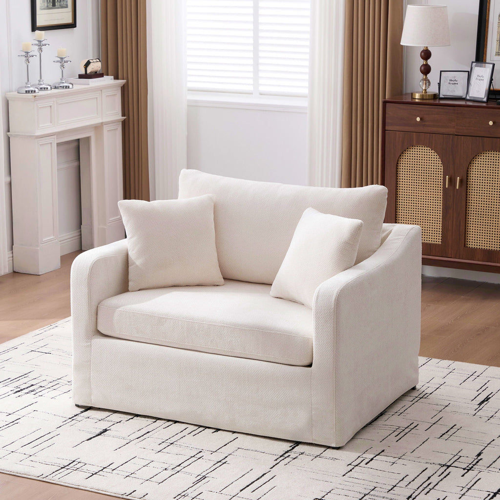 Farmhouse Accent Chair With 2 Bolster Pillows
