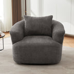 360° Swivel Barrel Sofa Chair With Throw Pillow, Upholstered Accent Chair