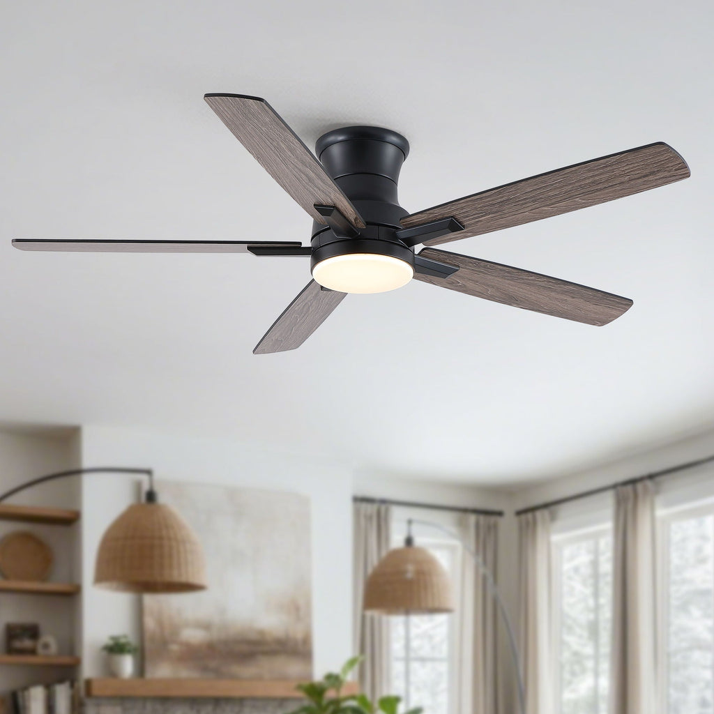 Mordern Flush Mount Ceiling Fan With Light And Remote Control