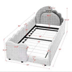 Cute Dinosaur Shaped Bed With Safety Guardrail, Toddler Frame