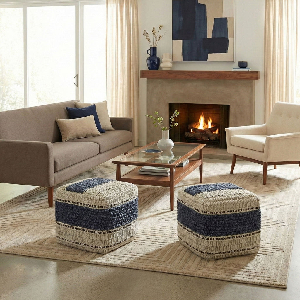 Grady - Handcrafted Square Pouf