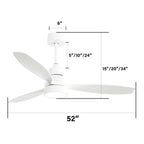 Ceiling Fan With Reversible DC Motor, LED Light, Solid Blades, Remote Control