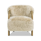 Becker - Rustic Oak Sheepskin Upholstered Accent Arm Chair - Taupe Beige