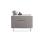 Victoria - Fabric Armchair With Metal Legs, Side Pockets, And Pillow