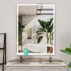 LED Bathroom Vanity Mirror Wall Mounted Adjustable / Warm / Natural Lights Anti-Fog Touch Switch With Memory Modern Smart Large Bathroom Mirrors