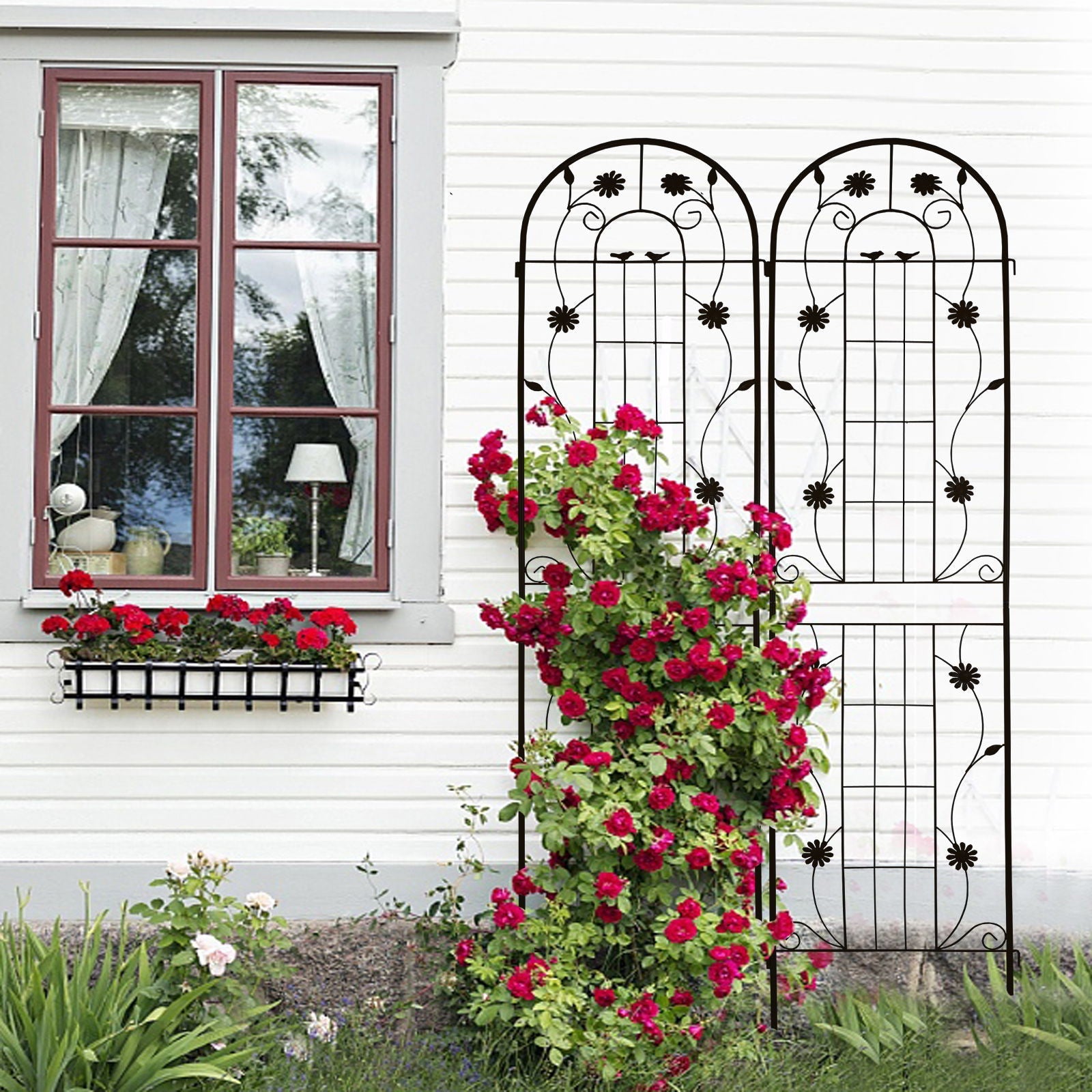 Metal Garden Trellis Rustproof Trellis For Climbing Plant Outdoor Flower Support