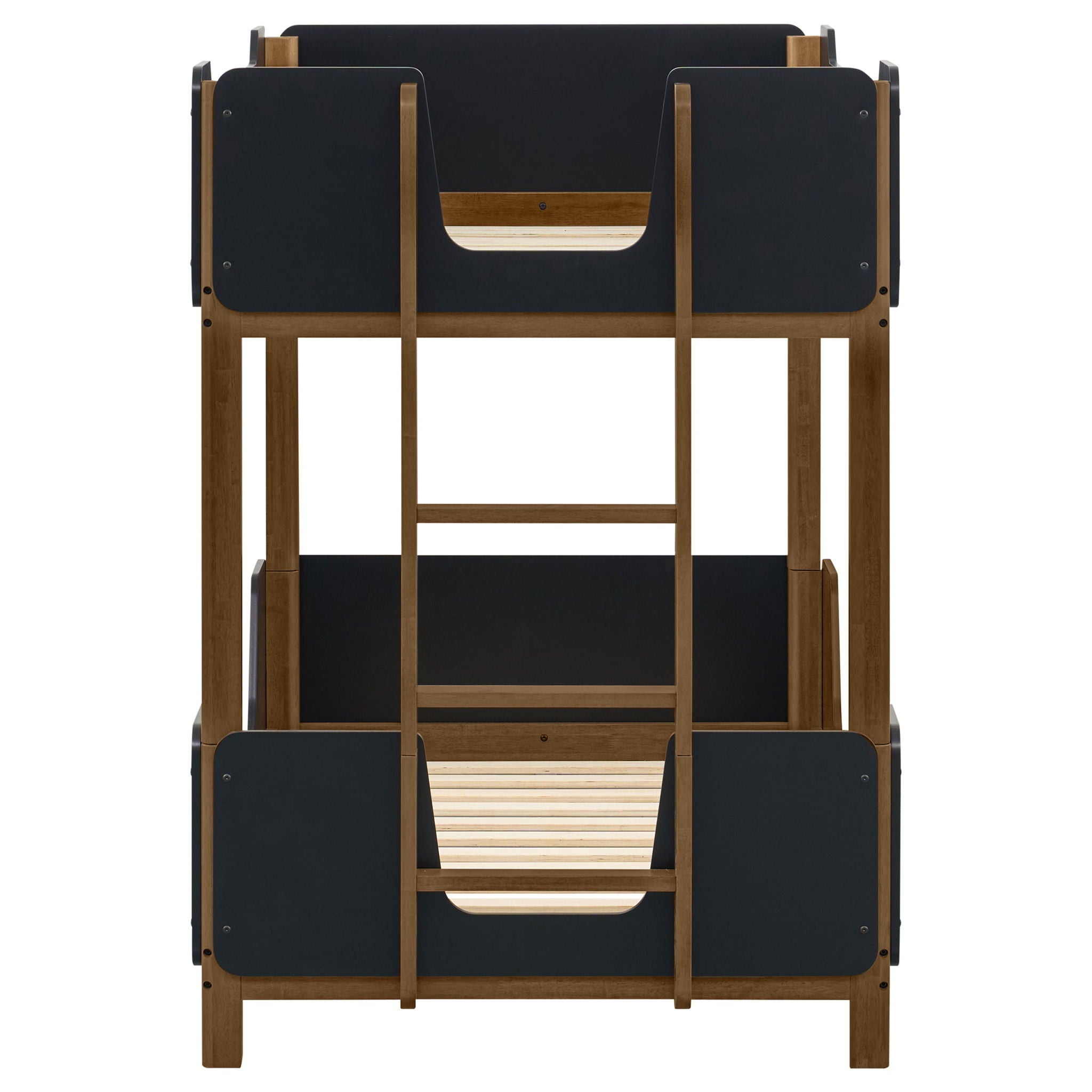 Morris Twin Over Twin Wood Bunk Bed Black and Walnut