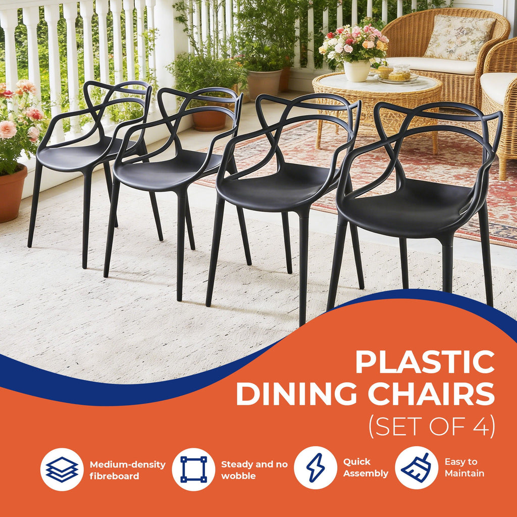 Dining Chair (Set of 4) - Black - Plastic