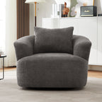 360° Swivel Barrel Sofa Chair With Throw Pillow, Upholstered Accent Chair