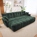 Sofa Set With Ottoman And Pillows, Textured, High Resilience Cushions