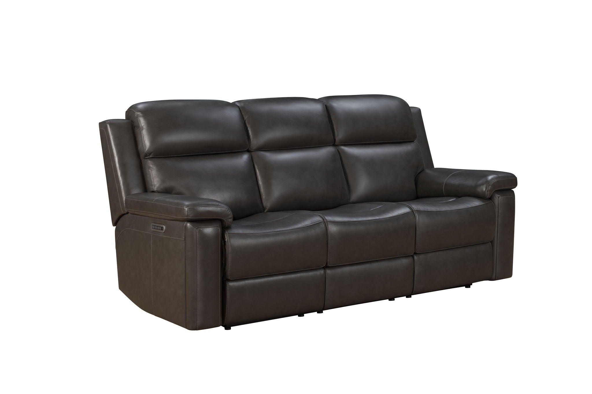 Leon - Power Sofa Recliner With Power Headrest, Power Lumbar, Heat And Massage (Dropdown Table With Smart Tabletop Control) - Smokey Gray