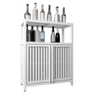 Bamboo Large Capacity Storage Cabinet With Shelves For Bathroom And Living Room - White