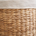 Ludmilla Round Tall Water Hyacinth Woven Wicker Laundry Hamper With Lid - For Clothes, Toys And Book Storage With Removable Liner - 18" X 18" X 23" - Natural Brown
