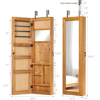 Jewelry Armoire Organizer With Full Length Mirror, Wall Mounted Lockable Cabinet With LED Light