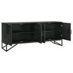 Riddell 4-door Wood Reeding Accent Cabinet Matte Black