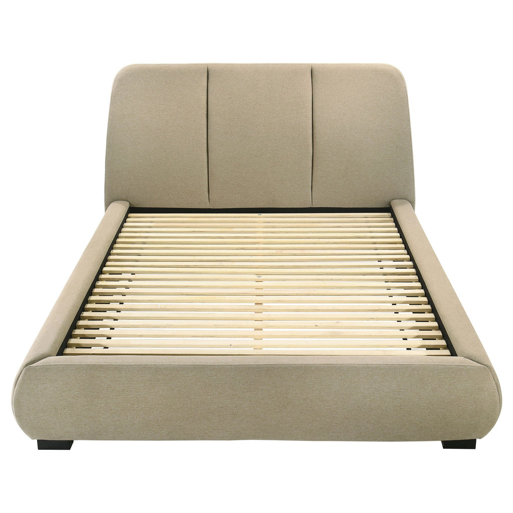 Mokena 46-inch Upholstered Queen Platform Bed Brown