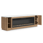 Camdill - 80" TV Stand With Electric Fireplace - Light Brown