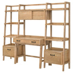 Fabian 4-piece Computer Desk and Bookshelf Set Distressed Light Brown