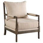 Blanchett Upholstered Bobbin Accent Chair Beige and Distressed Brown