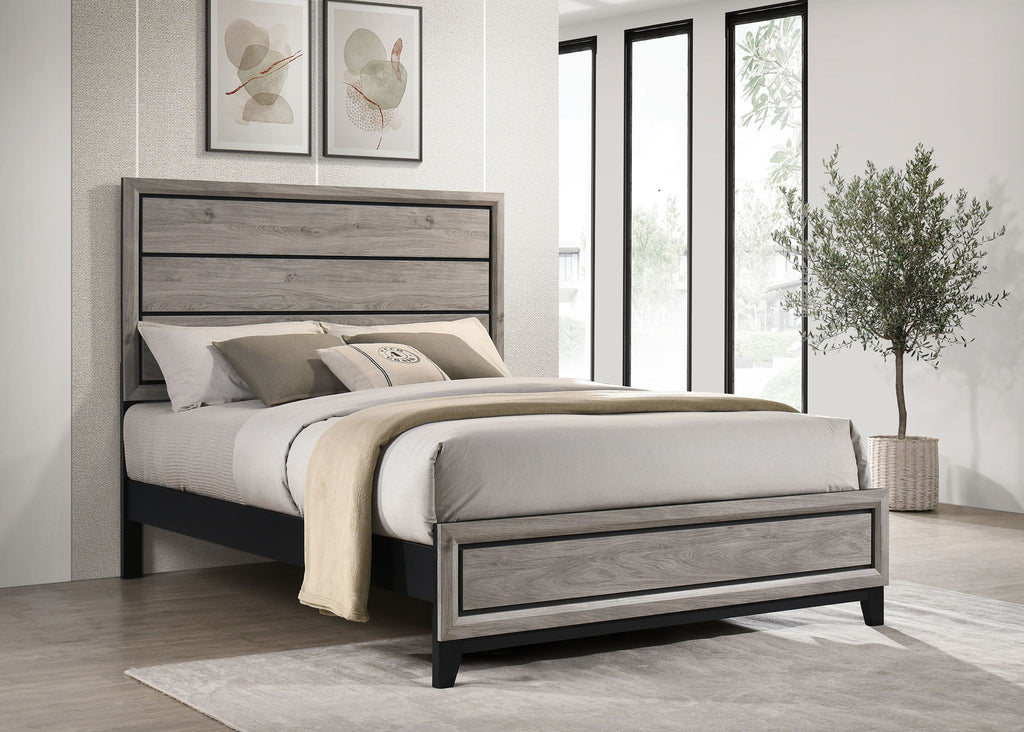 Valen Wood Queen Panel Bed Light Taupe