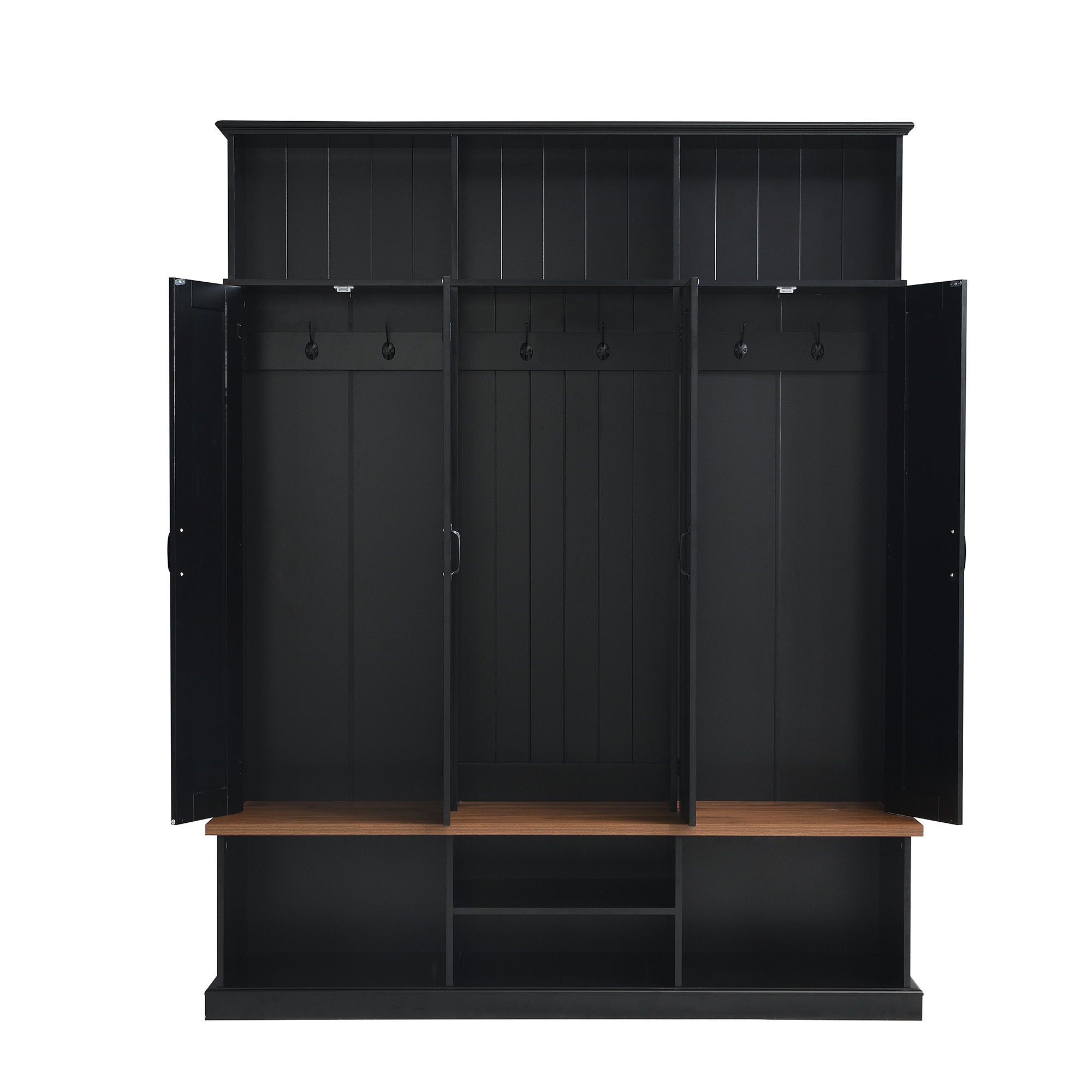 Entryway Hall Tree With Bench, 3 Top Cubbies & Bottom Storage Space