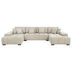Cannella U-Shaped Double Chaise Upholstered Sectional Sofa Beige