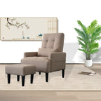 Living Room Sofa Single Chair And Ottoman, Modern Multi-Function Fabric Living Room Sofa Lounge Chair Bed And Stool. Soft Leisure Single Chair Adjustable Into 5 Angles With Sofa Bed
