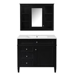 Bathroom Vanity With Mirror Cabinet, Single Sink With 2 Soft Closing Doors And 4 Drawers