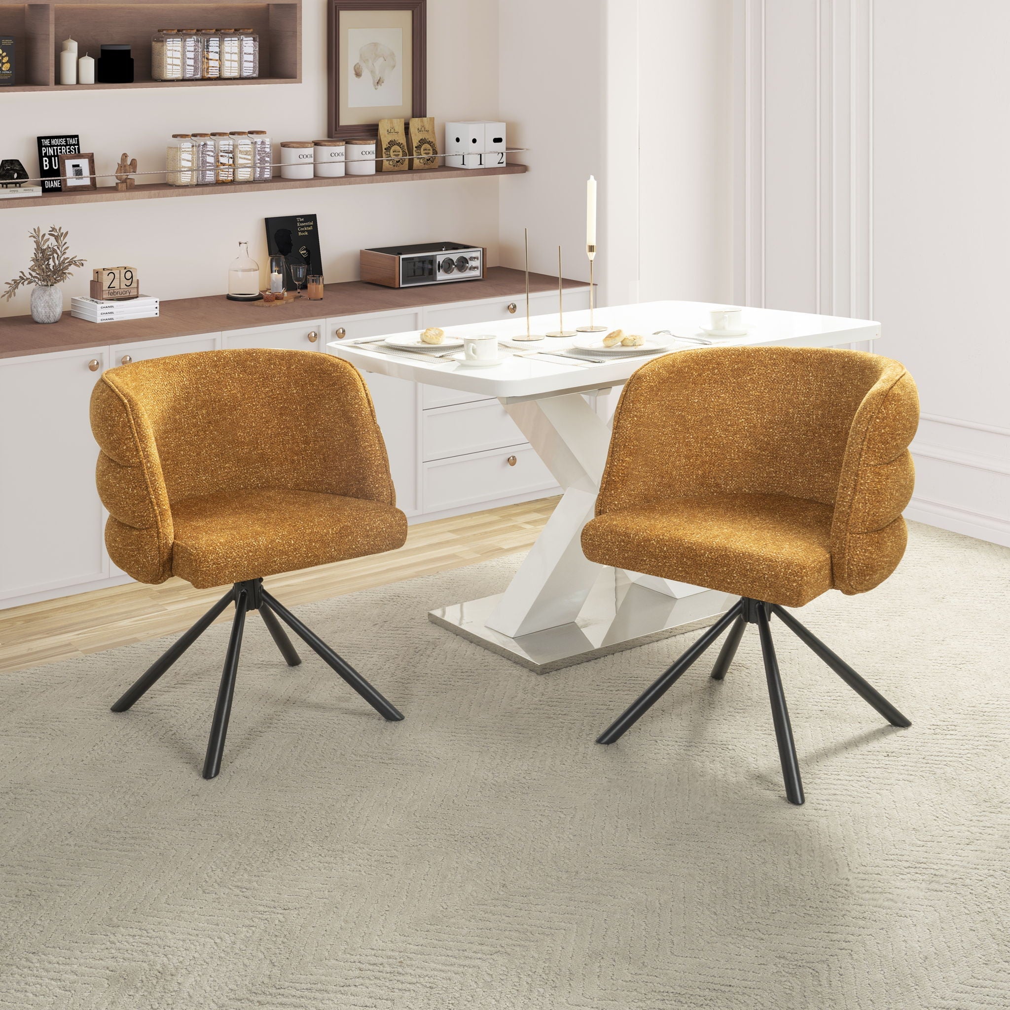 270 Degree Swivel Upholstered Desk Chairs (Set of 2)