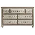 Antonella 7-drawer Upholstered Dresser Ivory and Camel