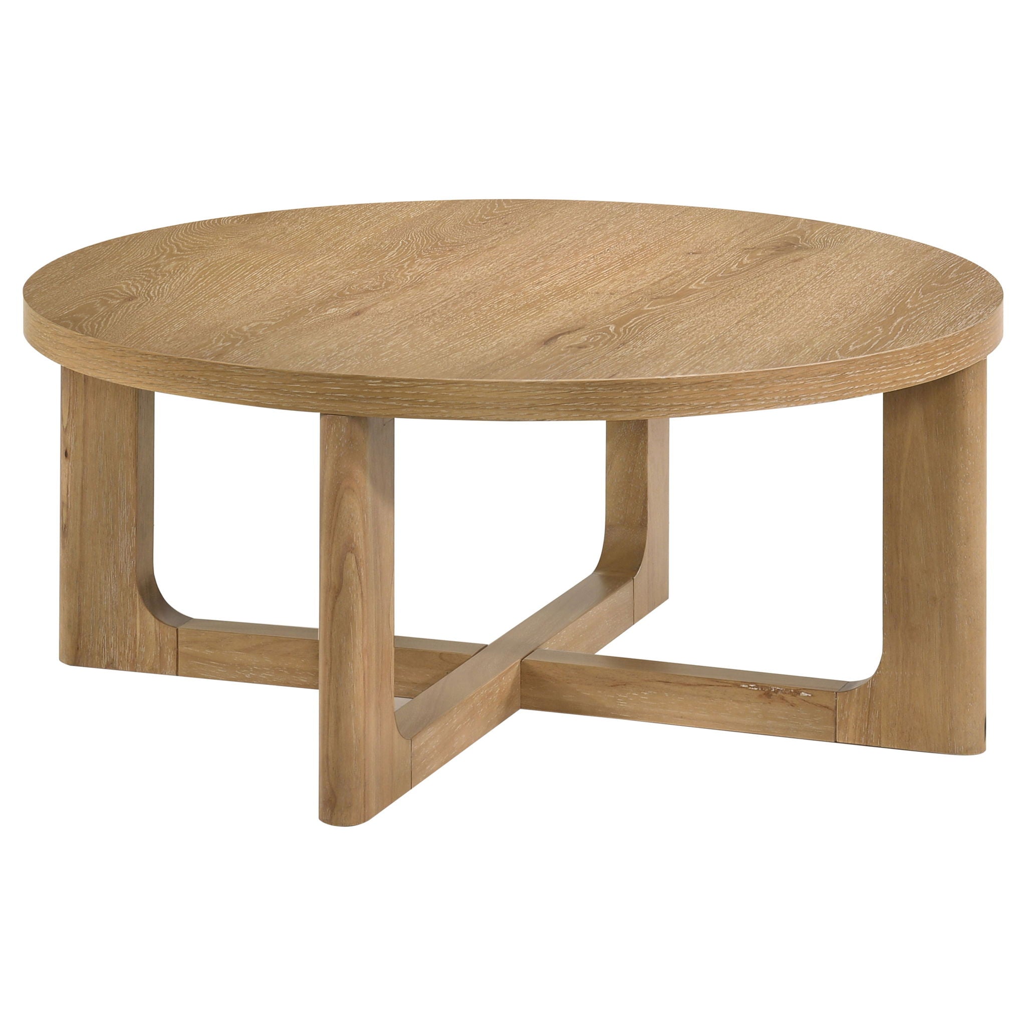 Kessler 3-piece Round Sculptural Wood Coffee Table Set Light Oak