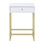 Coleen - Accent Table - White & Brass