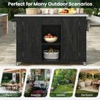 Outdoor Kitchen Island With Stainless Steel Top, Ample Storage Space, Towel And Spice Racks And A Bottle Opener