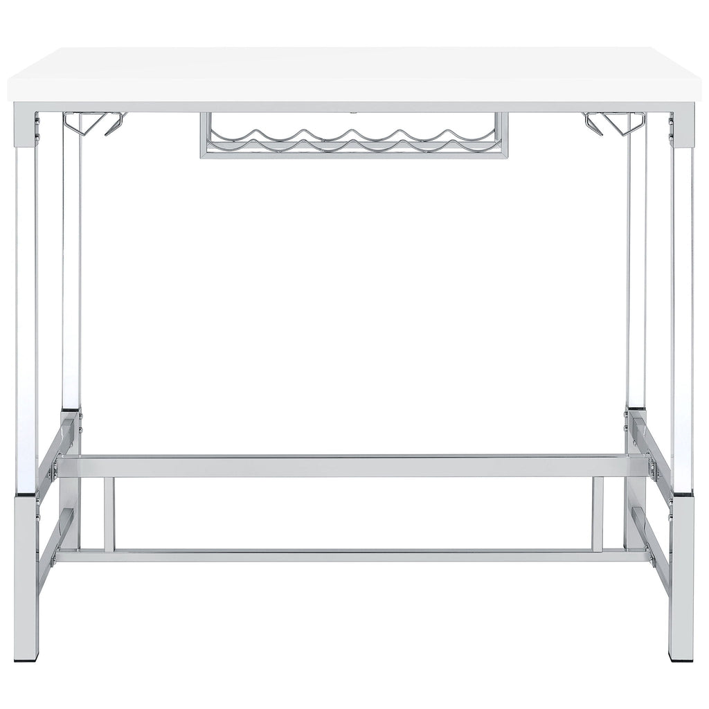 Norcrest 47-inch Acrylic Leg Bar Table White High Gloss