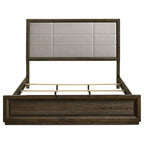 Atlas 63-inch California King Upholstered Panel Bed Grey and Dark Oak