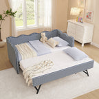 Gingham Daybed With USB Charging Port, Wave-Shaped Design