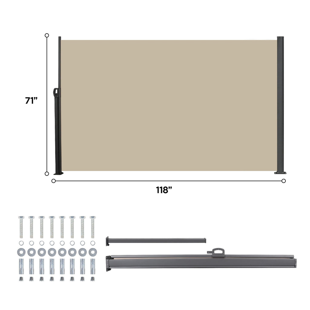 Retractable Side Awning, Waterproof And UV Resistant, Privacy Screen For Patio