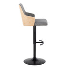 Stella - Contemporary Adjustable Barstool Stool With Swivel And Rounded T Footrest (Set of 2)