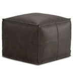 Sheffield - Square Pouf - Distressed Dark Brown