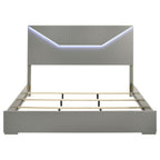 Ives Eastern King Panel Bed LED Headboard Grey High Gloss